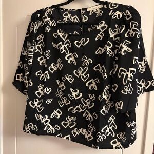 Black Heart Print Top